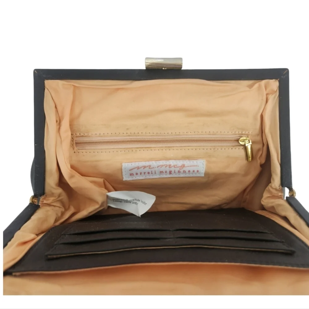 Merrell McGuiness‎ Croc Embossed Leather Reversible Handbag Clutch Rare